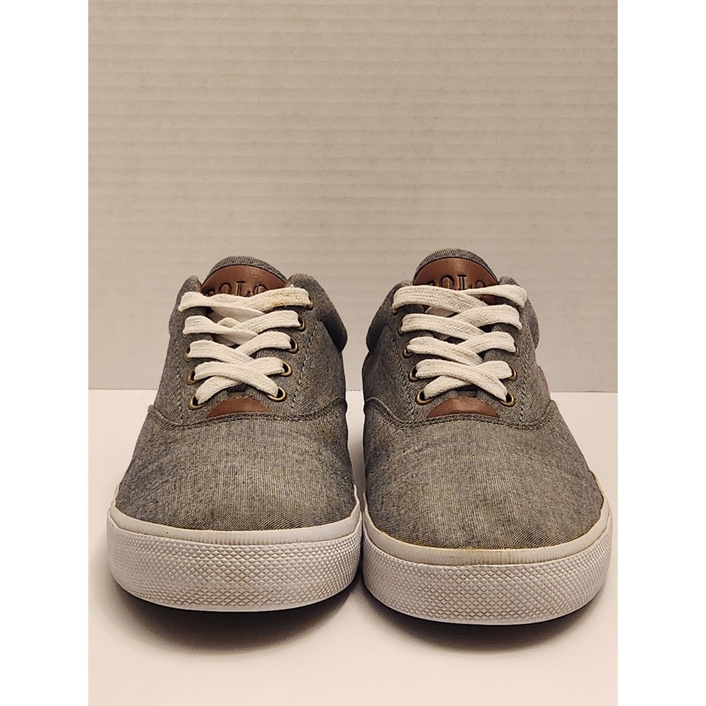 Polo Ralph‎ Lauren Vaughn Red & Gray Canvas Mens Shoes Sz 12D Preppy Ohio State - Picture 7 of 10